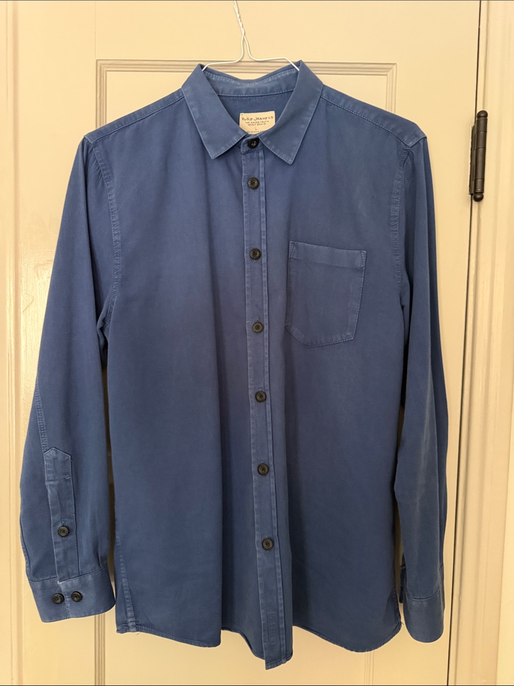 Nudie Jeans Men’s  Henry Pigment Dyed Style, Blue Shirt